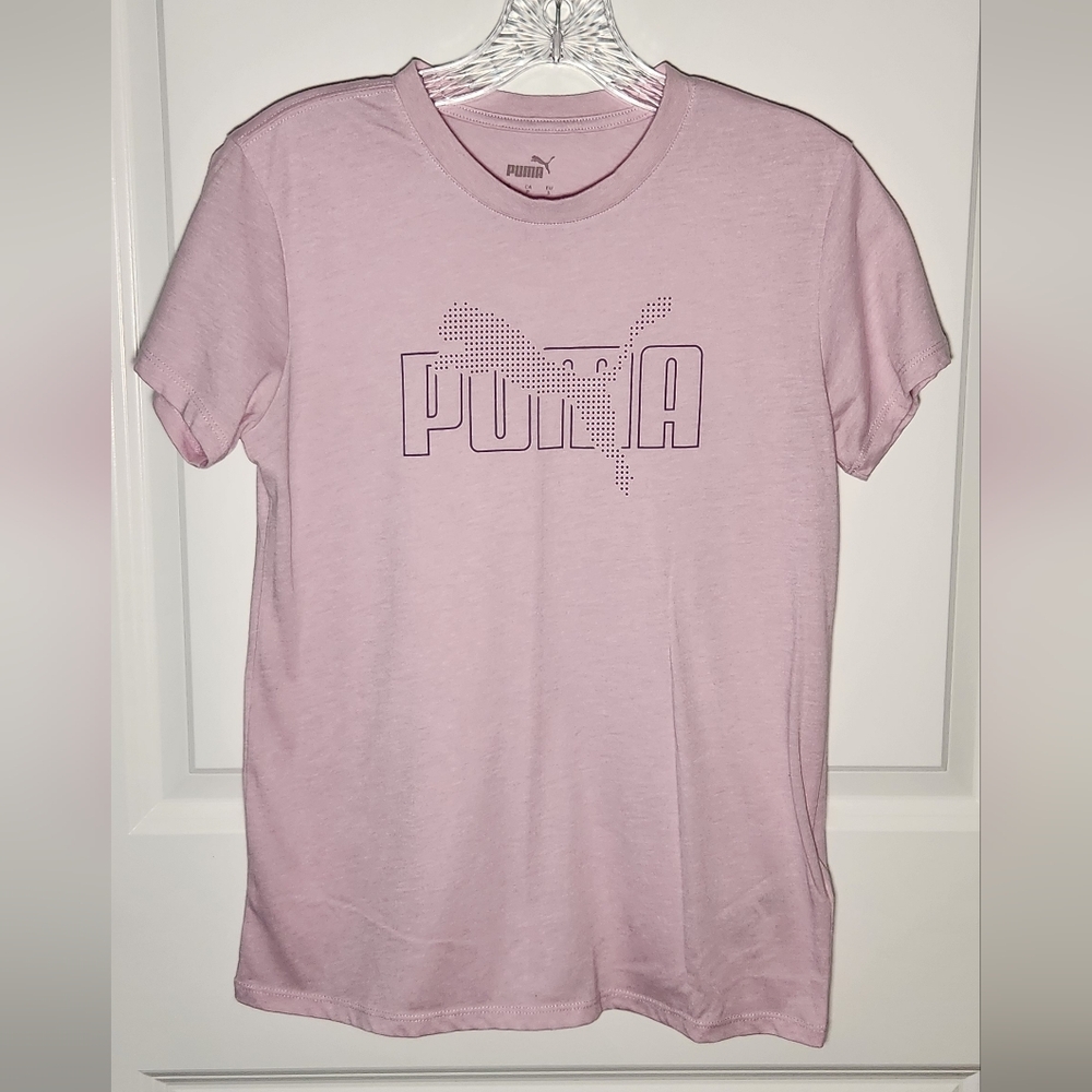 ​💖 PUMA Lavender Dot Logo T-Shirt - Womens Size S (Small)